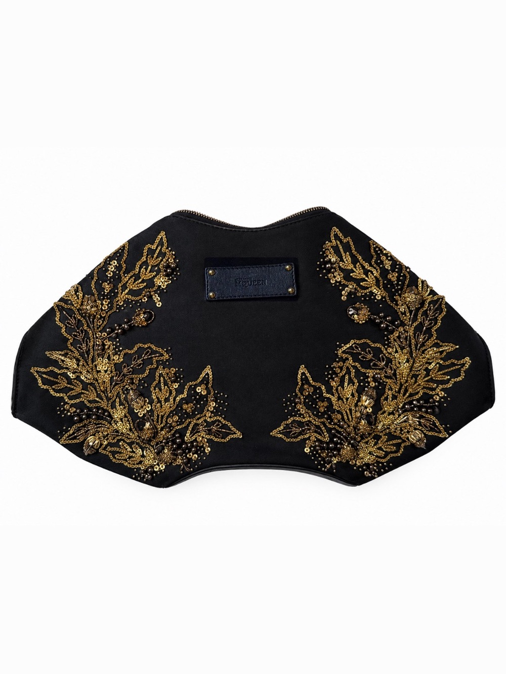 Alexander McQueen Black Clutch with Gold Leaf Embellishment. Vintage